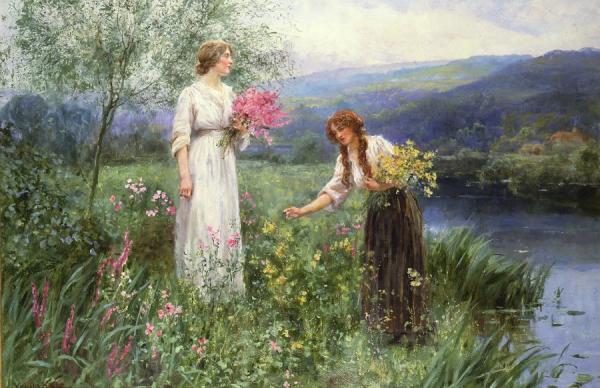 Gathering Flowers by Henry John Yeend King Oil Painting Reproductions