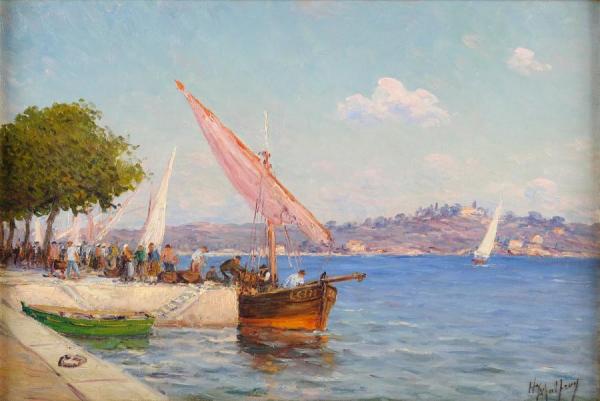 Fish Market On Hafen Quai by Henry Malfroy Oil Painting Reproductions