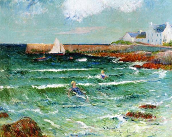 Bathing In The Sea At Lomener by Henry Moret