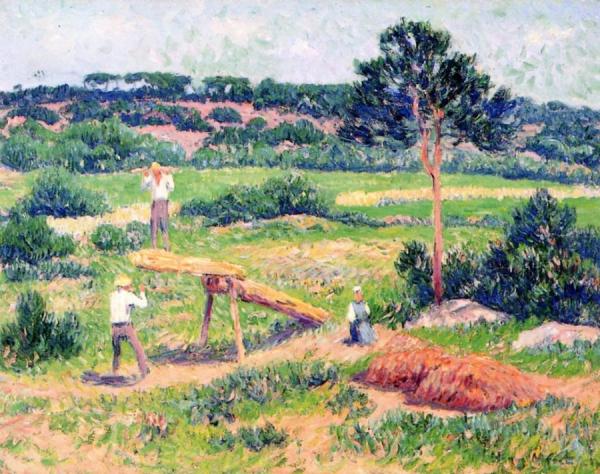 Bretons Working With Wood by Henry Moret