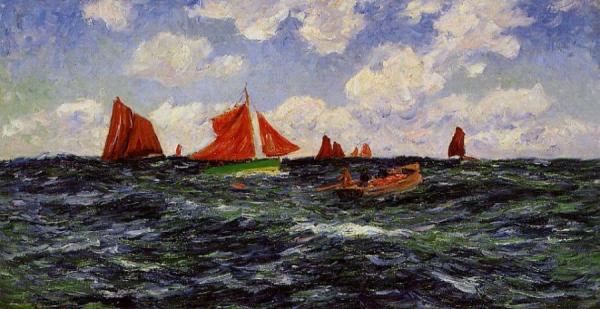 Fishing Boats Off The Coast by Henry Moret