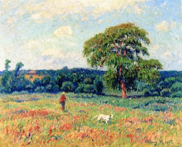 Landscape With Hunter And His Dog by Henry Moret