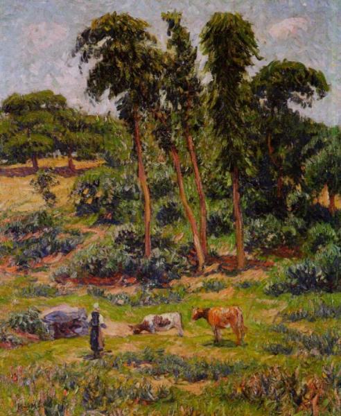 Peasant And Her Herd by Henry Moret