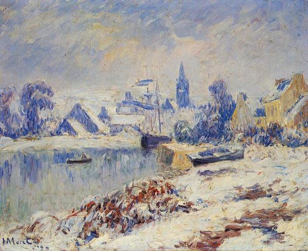 Quimper, Lake Marie In The Snow by Henry Moret