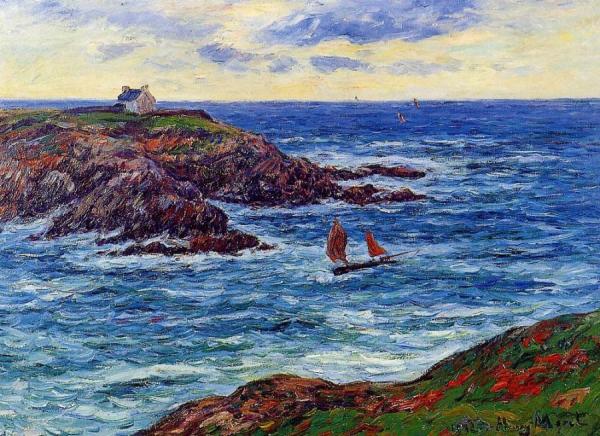Sailboats Off The Coast Of Douelian by Henry Moret