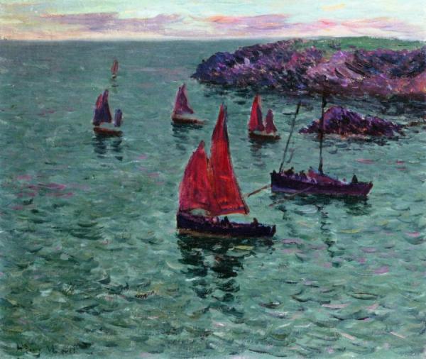 Seascape With Boats by Henry Moret