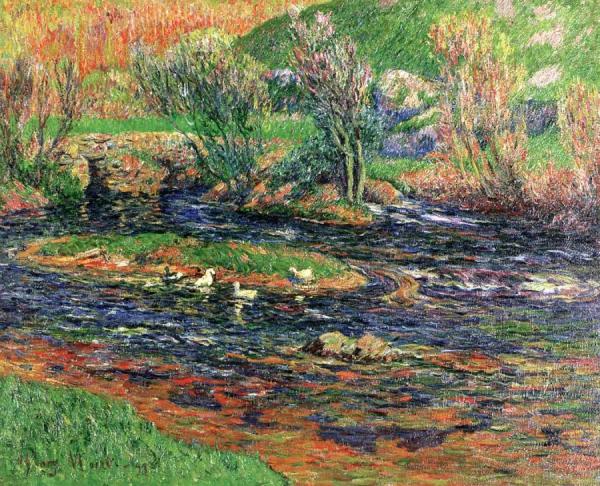The Old Bridte Over The Aven, Finistere by Henry Moret
