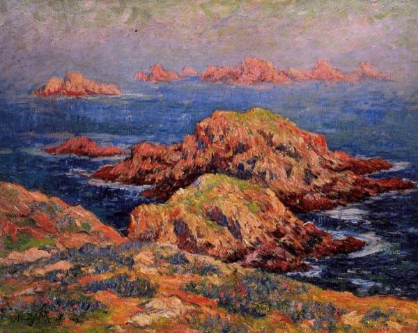 The Red Rocks At Ouessant by Henry Moret