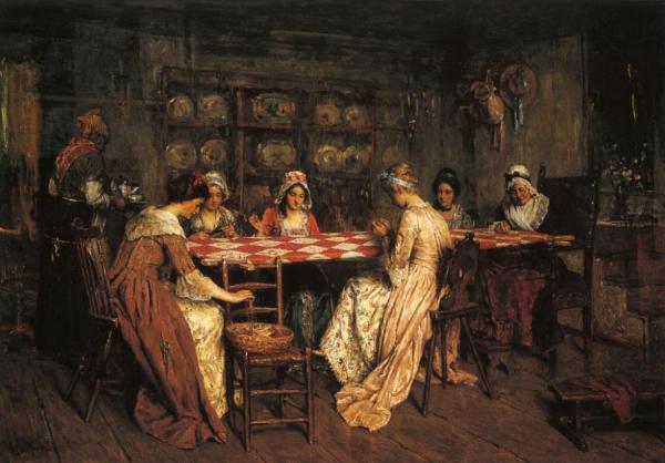 Quilting Bee by Henry Mosler