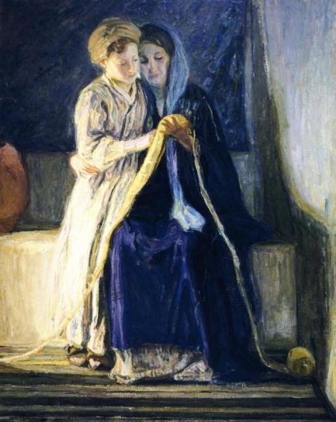 Christ And His Mother Studying The Scriptures by Henry Ossawa Tanner