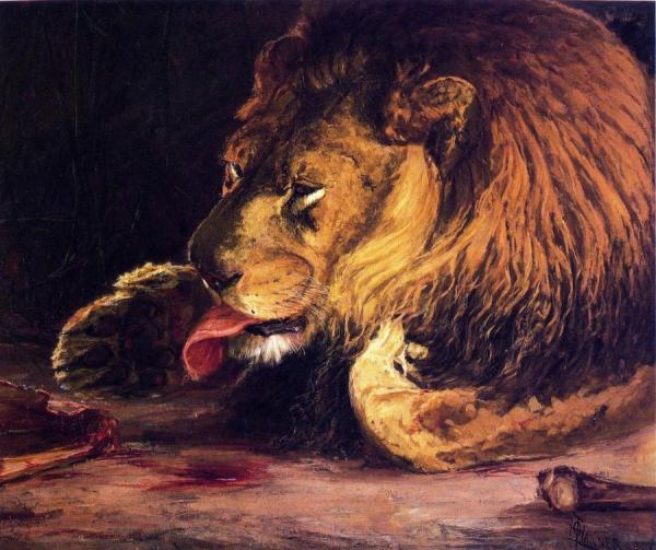 Lion Licking Its Paw by Henry Ossawa Tanner