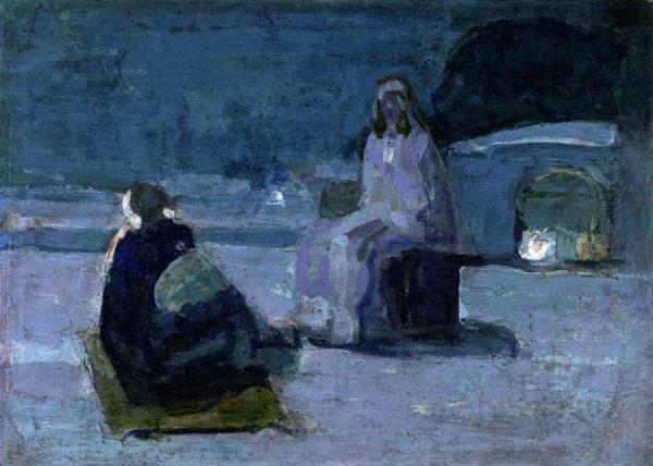 Study For Christ And Nicodemus On A Rooftop by Henry Ossawa Tanner