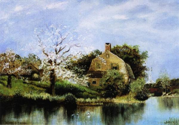 Apple Blossoms On The Pond by Henry Pember Smith