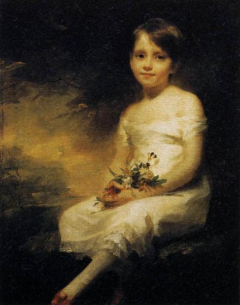 Young Girl Holding Flowers by Henry Raeburn Oil Painting Reproductions