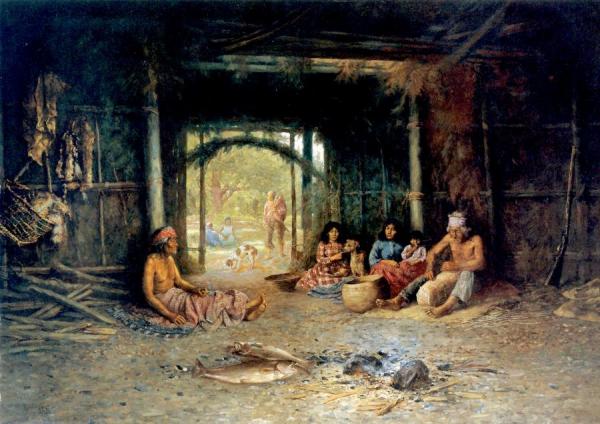 Interior Of A Pomo Dwelling by Henry Raschen