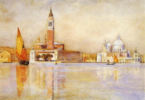San Giorgio Maggiore And Santa Maria Della Salute From The Giardino Pubblico by Henry Roderick Newman