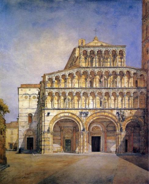 The Facade Of The Duomo At Lucca by Henry Roderick Newman Oil Painting Reproductions