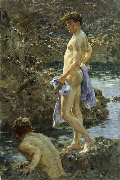 A Bathing Group by Henry Scott Tuke Oil Painting Reproductions