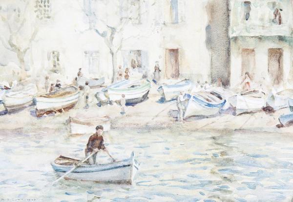 Boats At Cassis by Henry Scott Tuke