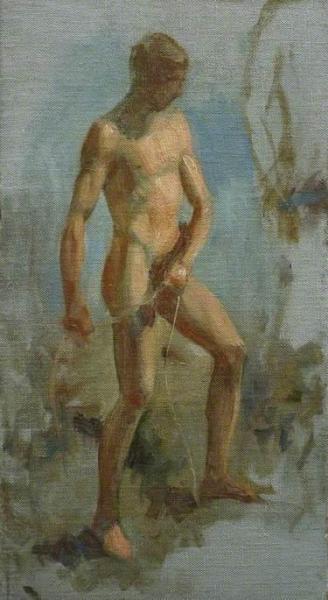 Henry Scott Tuke Charlie Throwing The Line (study)