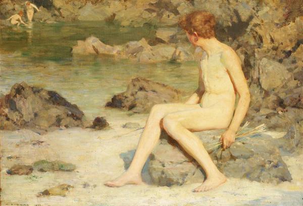 Cupid And Sea Nymphs by Henry Scott Tuke