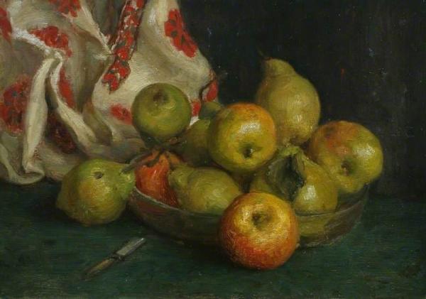 Dish Of Fruit With Cloth by Henry Scott Tuke Oil Painting Reproductions
