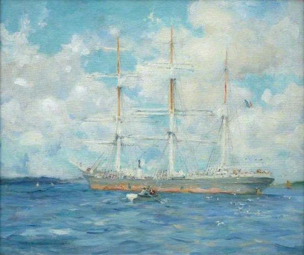 French Barque In Falmouth Bay by Henry Scott Tuke