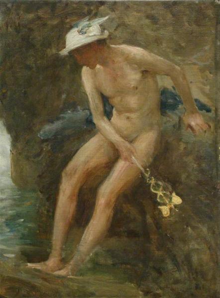 Hermes At The Pool (sketch) by Henry Scott Tuke
