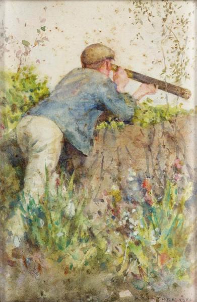Man Looking Through A Telescope by Henry Scott Tuke Oil Painting Reproductions