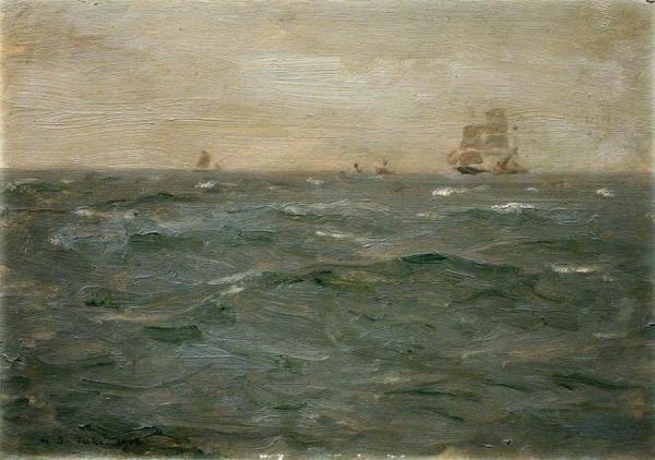 Seascape With Sailing Craft by Henry Scott Tuke