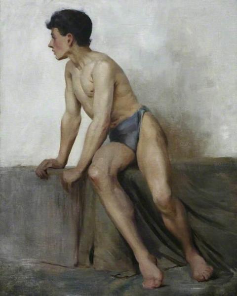 Henry Scott Tuke Seated Nude Study