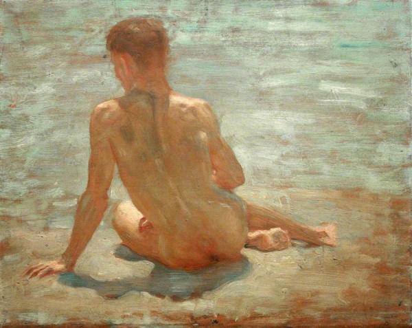 Sketch Of A Nude Youth by Henry Scott Tuke