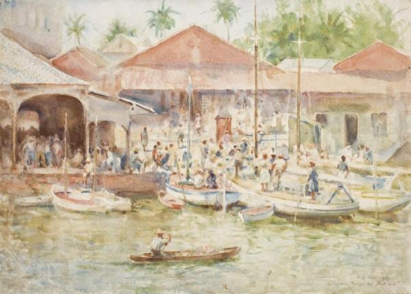 The Market, Belize, British Honduras by Henry Scott Tuke