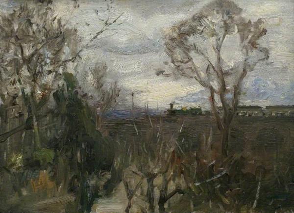 Trees And Hanwell Viaduct by Henry Scott Tuke