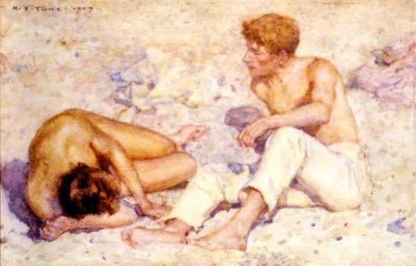 Two Boys On A Beach by Henry Scott Tuke
