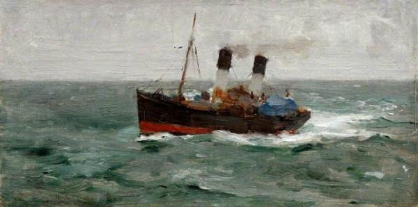 Two-funnelled Steamer by Henry Scott Tuke
