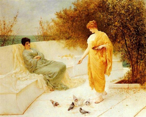 Feeding The Doves by Henry Thomas Schafer