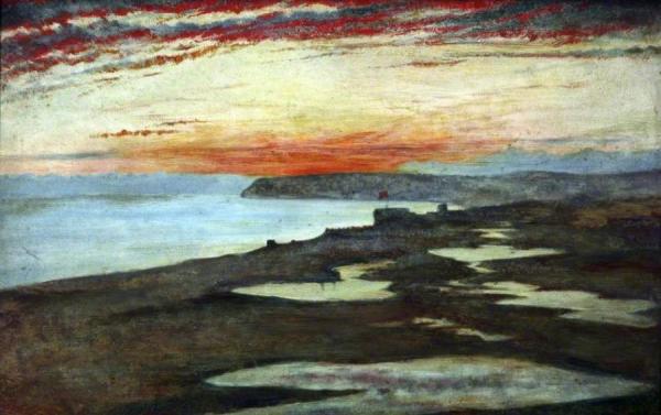 A Coast Study, Sunset, Seaford by Henry Wallis Oil Painting Reproductions
