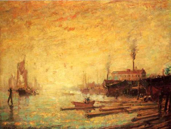 Harbor At Sunset, Moank, Connecticut by Henry Ward Ranger Oil Painting Reproductions