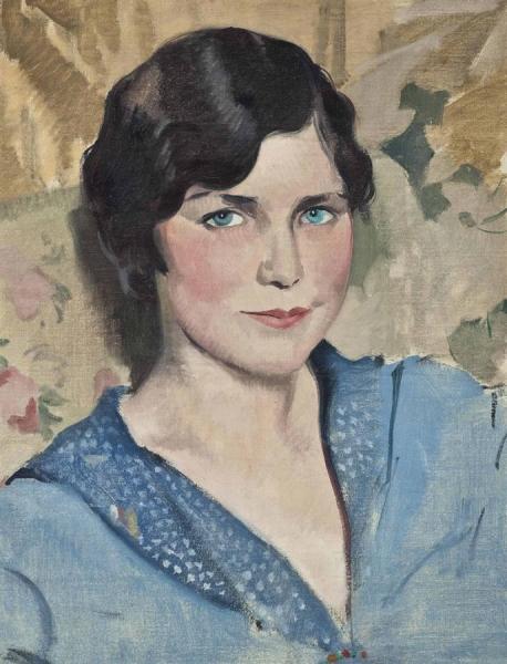 Angela In Blue by Herbert James Gunn Oil Painting Reproductions