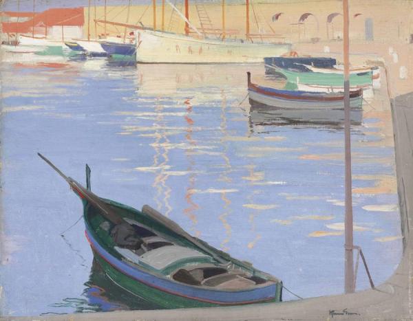 Harbour Scene by Herbert James Gunn Oil Painting Reproductions