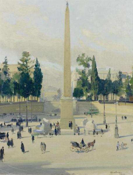 Piazza Del Popolo,roma by Herbert James Gunn Oil Painting Reproductions