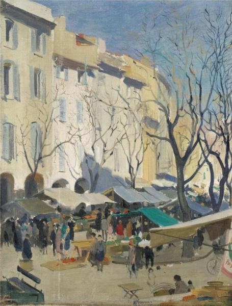 The Old Market,antibes by Herbert James Gunn Oil Painting Reproductions