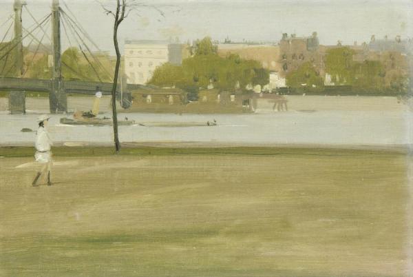 View Of The Thames And The Albert Bridge From Battersea Park by Herbert James Gunn