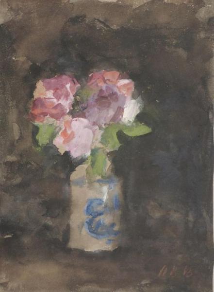 Still Life Of Roses In A Vase by Hercules Brabazon Brabazon