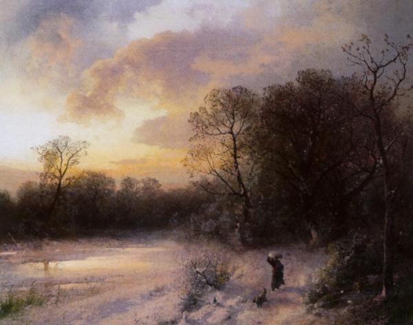 Daybreak On A Snowy Morning by Herman Herzog
