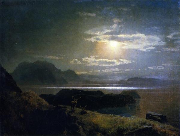 Elk In The Moonlight by Herman Herzog