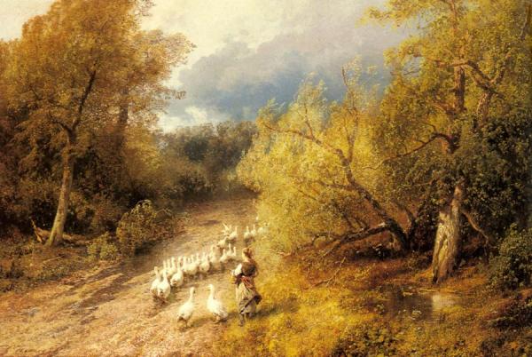 Girl With Geese by Herman Herzog