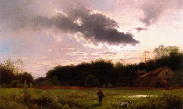 Hunter At Sunrise by Herman Herzog