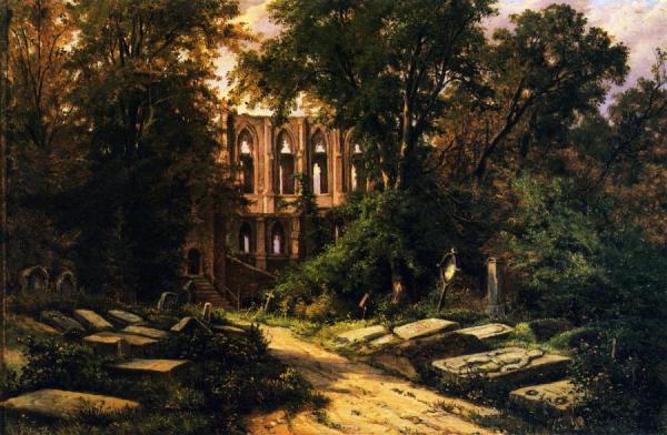 Cemetery By A Ruined Gothic Church by Herman Lungkwitz